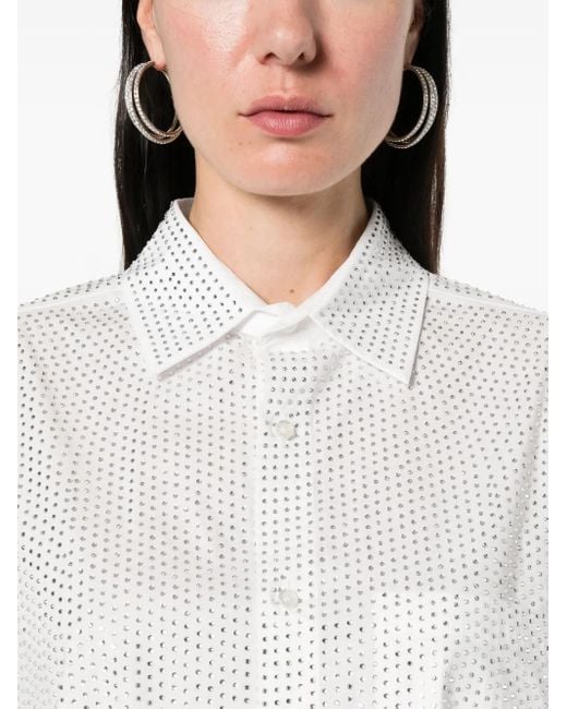 Camisa de popelina con detalles de cristal GIUSEPPE DI MORABITO de color White