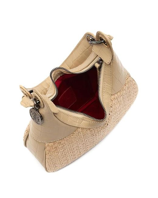 Bolso de hombro con relieve Isla de color Natural