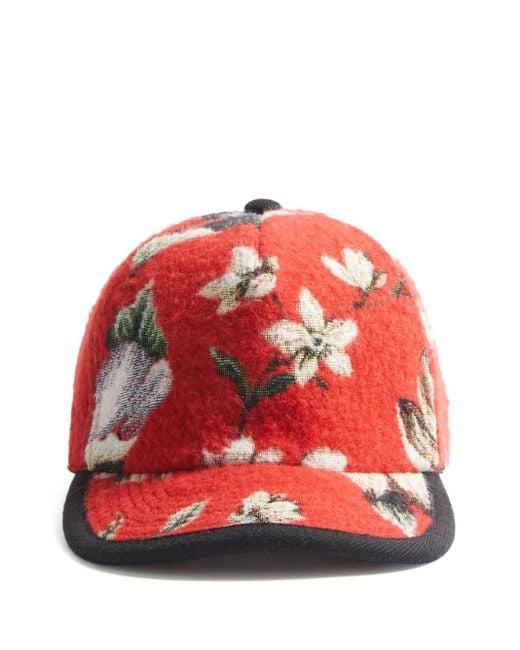 LaDoubleJ Red Floral Baseball Cap