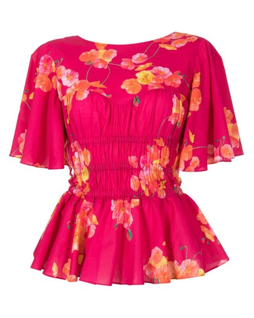 Isolda Pink Papoula Bluse mit Blumen-Print
