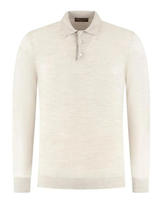 Doriani Poloshirt Met Gemêleerd Effect in het White voor heren