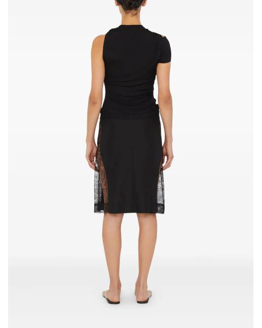 Christopher Esber Black Draped One-Shoulder Rib Top
