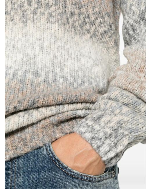 Dondup White Gradient-Effect Chunky-Knit Sweater for men