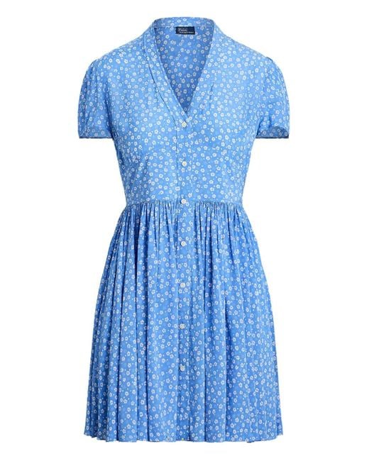 Polo Ralph Lauren Blue Floral-Print Minidress