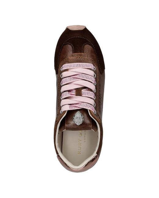Kurt Geiger Brown Crystal-Embellished Eagle-Head Sneakers