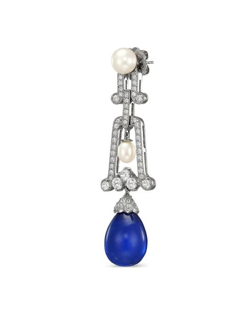 Anabela Chan Blue Rhodium Vermeil And 14K Moderne Multi-Stone Earrings