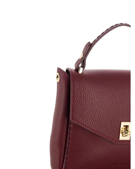 VISONA Purple Twist-Lock Leather Handbag