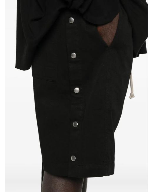 Rick Owens Black Button-Fastening Drawstring Shorts for men