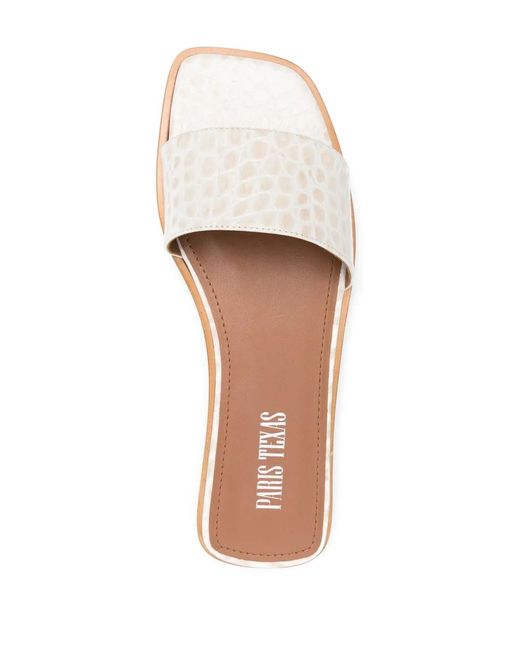 Paris Texas White Crocodile-Effect Leather Sandals