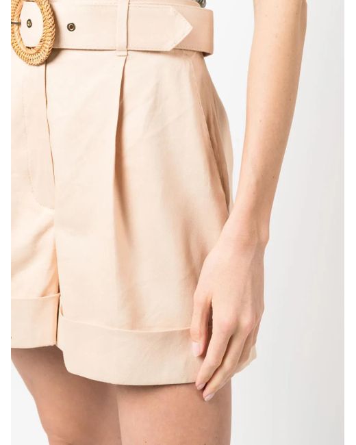 Zimmermann White Dancer Belted Tailored Shorts