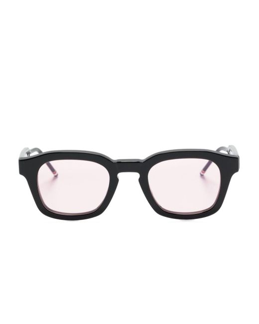 Thom Browne Black Rwb-stripe Square-frame Sunglasses