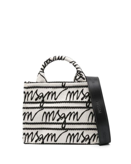 MSGM Natural Logo-jacquard Tote Bag