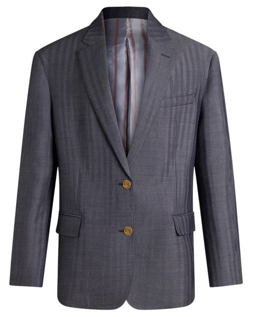Etro Blue Logo-Engraved Buttons Oversized Jacket
