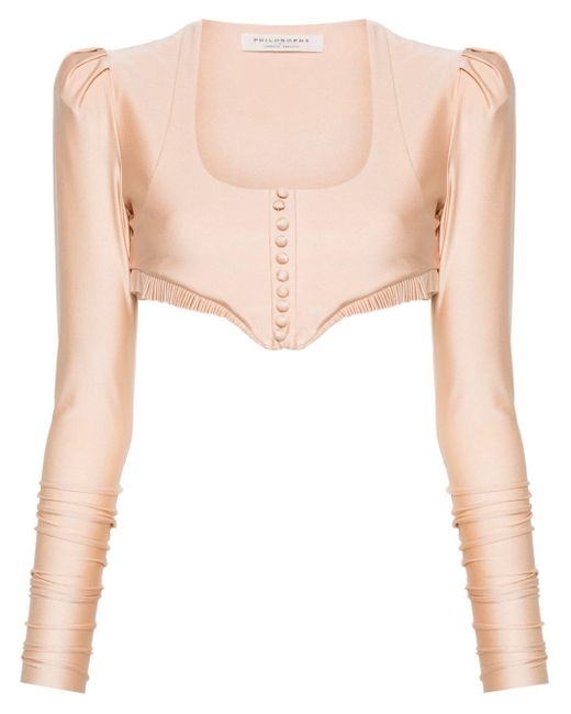 Philosophy Di Lorenzo Serafini Pink Cropped-Top mit Falten