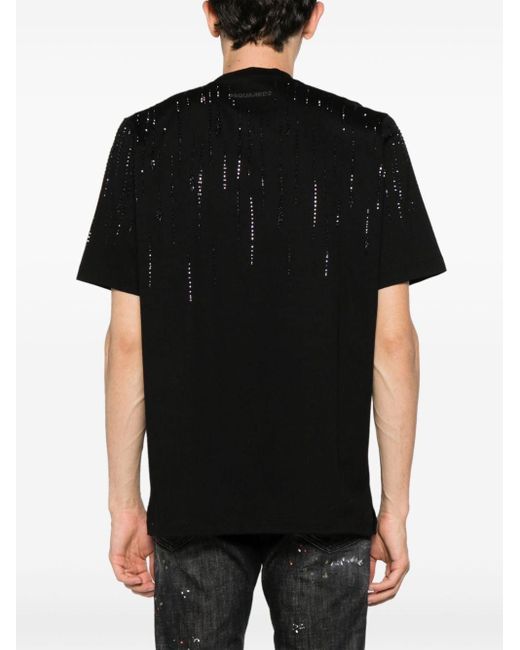 DSquared² Black Crystal-embellished T-shirt for men