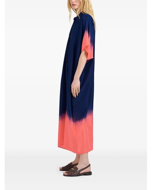 Momoní Blue Loma Tie-Dyed Shirt Midi Dress