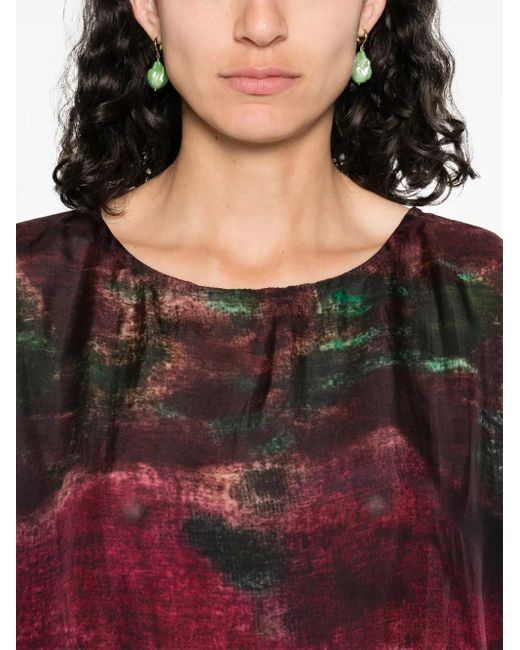 Yavi Red Silk Midi Dress