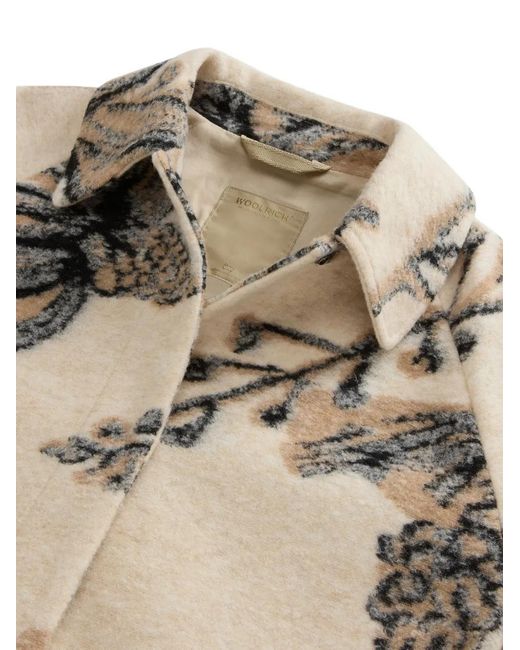 Woolrich Natural Floral-Jacquard Overshirt