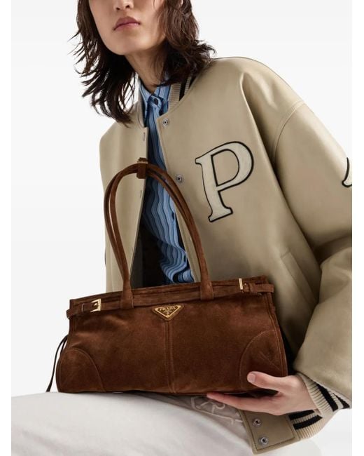 トートバッグ PRADA BROWN SUEDE MEDIUM SHOPPING BAG Prada Medium Bonnie Tote Bag in Brown | Lyst
