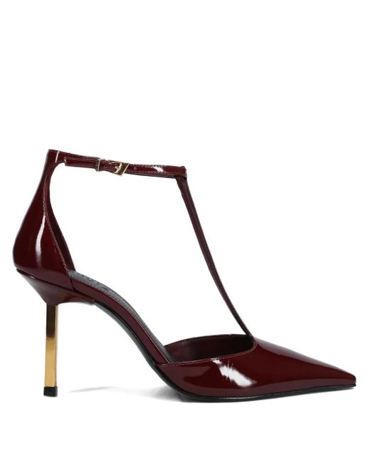 SCHUTZ SHOES Brown T-Bar Strap Patent Pumps