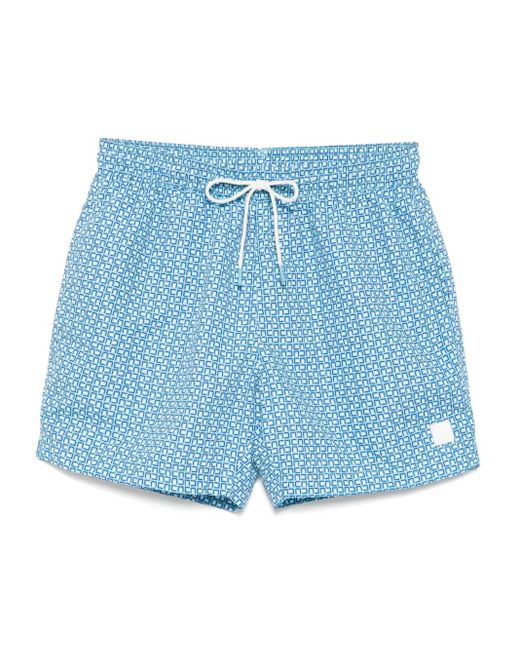 Boss Blue All-Over Print Drawstring Swim Shorts for men