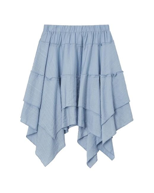 B+ AB Blue Tiered Asymmetric Short Skirt