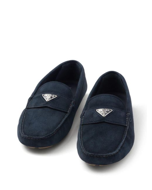 Prada Loafers Met Logo in het Blue voor heren