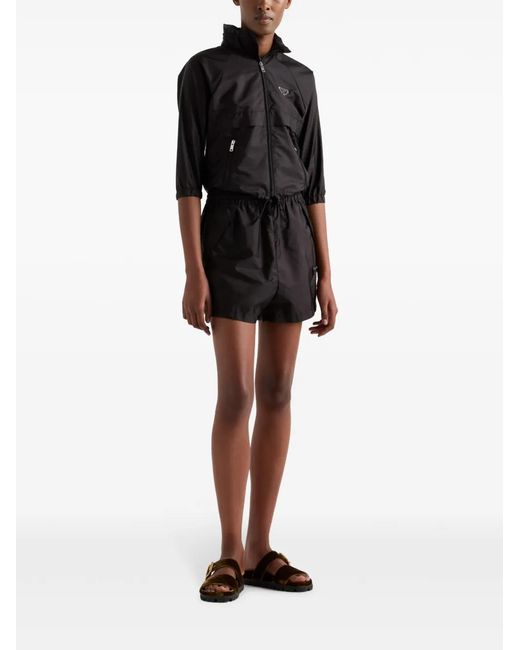 Prada Black Triangle-Logo Shorts