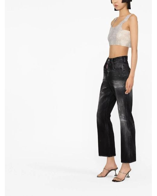 DSquared² Black Distressed Flared Jeans