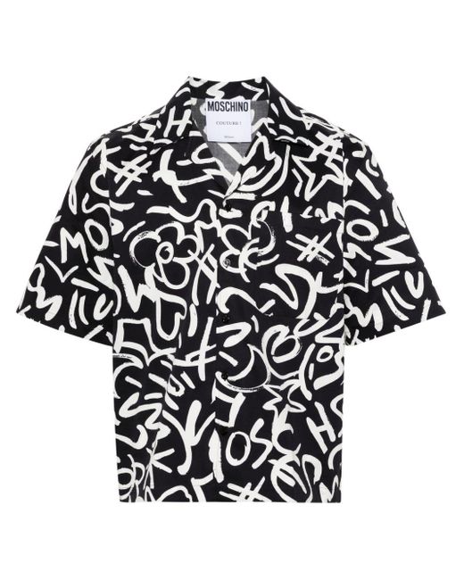 Moschino Black Graphic-print Cotton Shirt for men