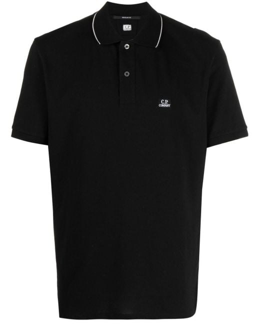C P Company Pikee-Poloshirt mit Logo-Patch in Black für Herren