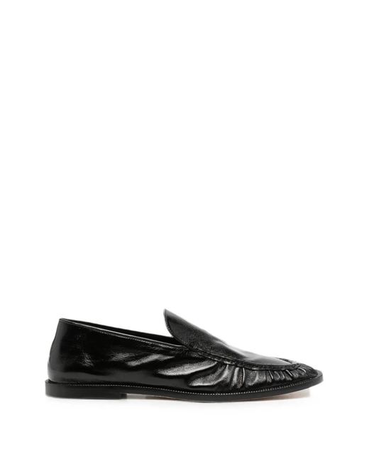 Alysi White Gathered Leather Loafers