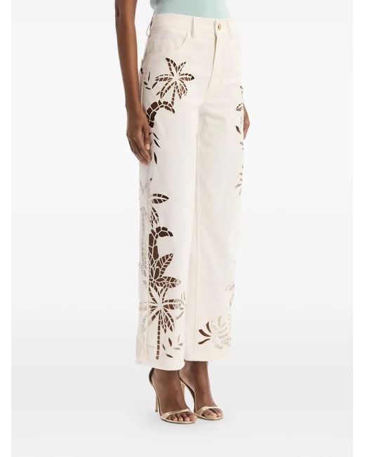 Oscar de la Renta White Pantalon En Jean À Taille Haute