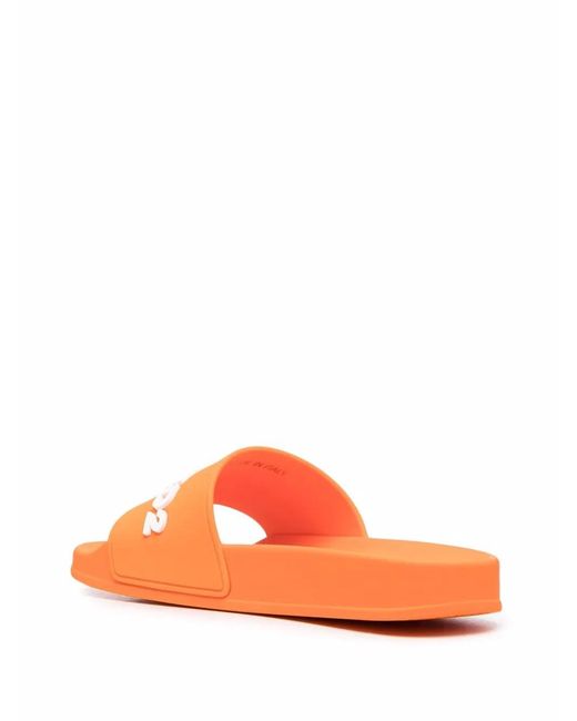 DSquared² Orange Claquettes À Logo Appliqué