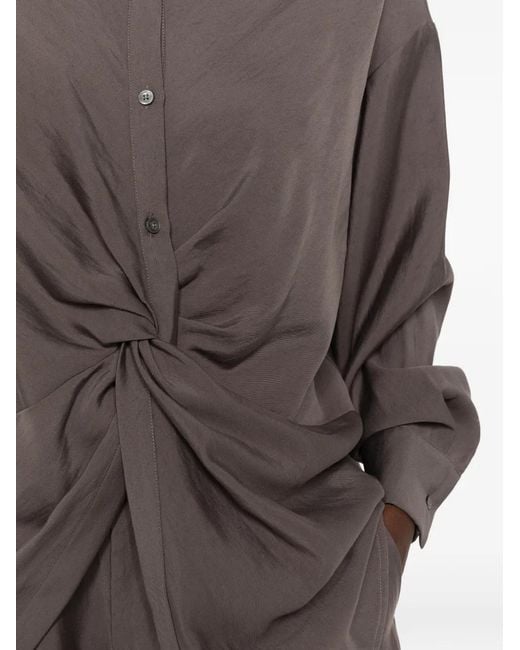ELEH Brown Knot-Detail Long-Sleeve Shirt