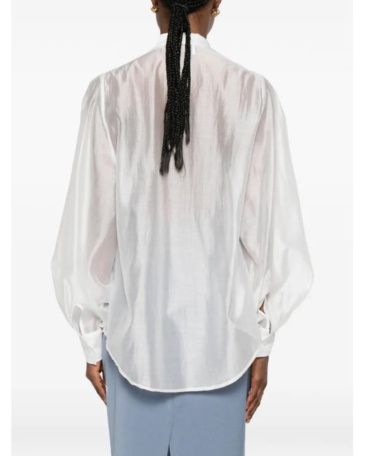 MARSĒM White Mandarin-Collar Blouse