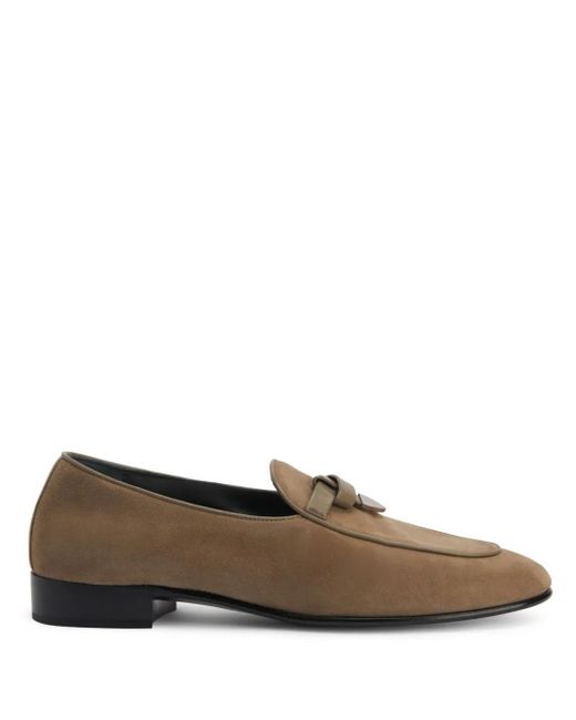 Giuseppe Zanotti Brown Ewerton Almond-Toe Suede Loafers for men