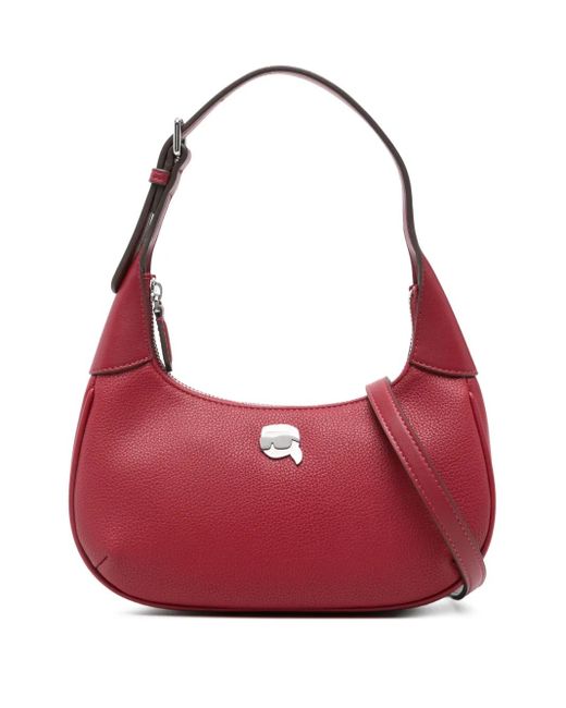 Karl Lagerfeld Red Logo-Patch Shoulder Bag