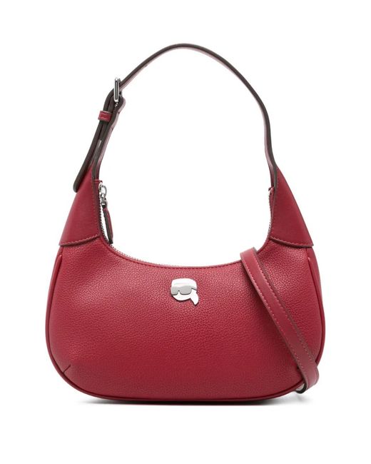 Karl Lagerfeld Red Logo-Patch Shoulder Bag