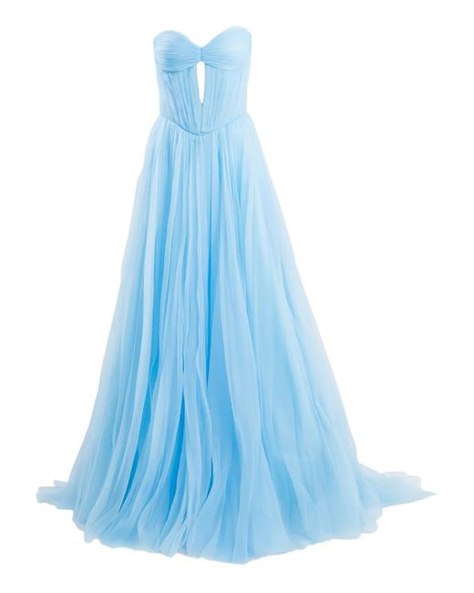 Ana Radu Blue Cut-Out Detailing Strapless Maxi Dress