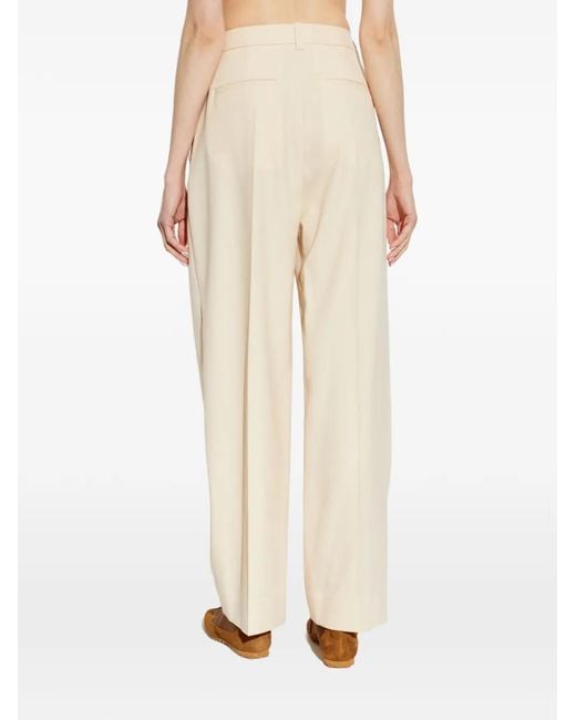 Victoria Beckham White Pleated Trousers