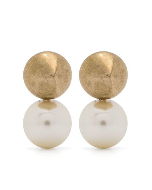 Ferragamo Natural -tone Bead-embellished Earrings - Women's - Glass/brass