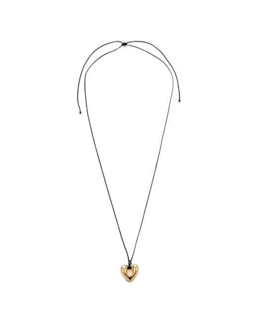Annika Inez White Heart-Pendant Cord Necklace