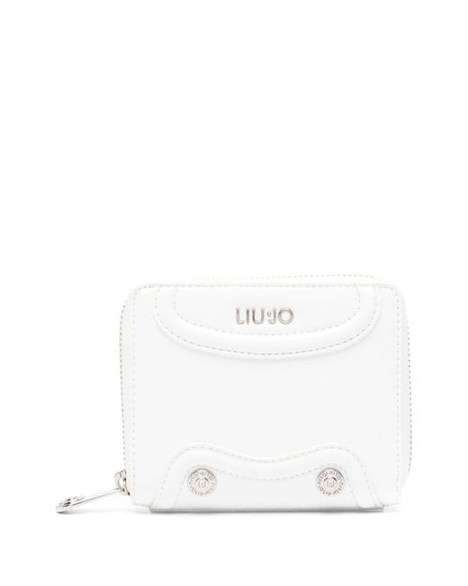 Portefeuille zippé à logo lettre Liu Jo en coloris White