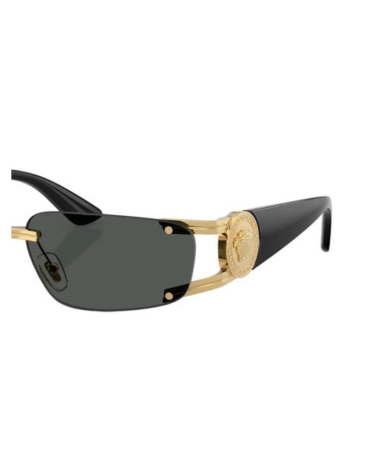 Versace Metallic Medusa Honor Rimless Rectangle-Frame Sunglasses