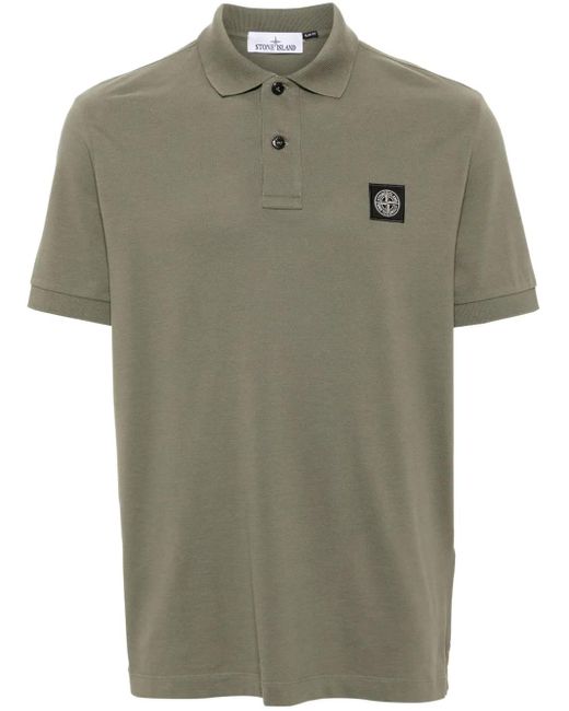 Stone Island Green Compass-Motif Polo Shirt for men