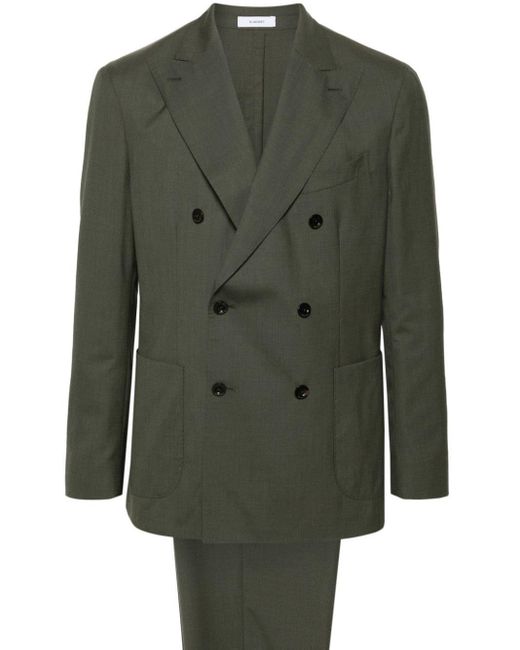 Boglioli Doppelreihiger Anzug mit Webmuster in Green für Herren