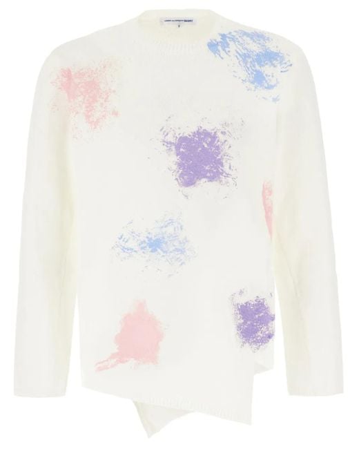 Comme des Garçons White Spray-Paint Effect Sweater for men