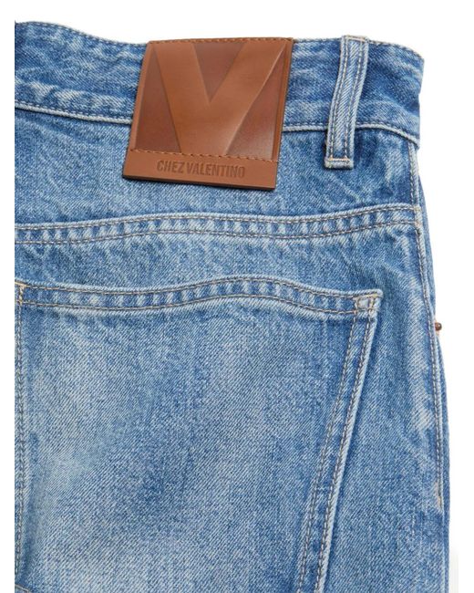 Valentino Garavani Blue Jacquard-Trim Jeans