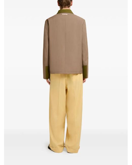 Marni Green Contrast-Collar Pocket Shirt Jacket for men